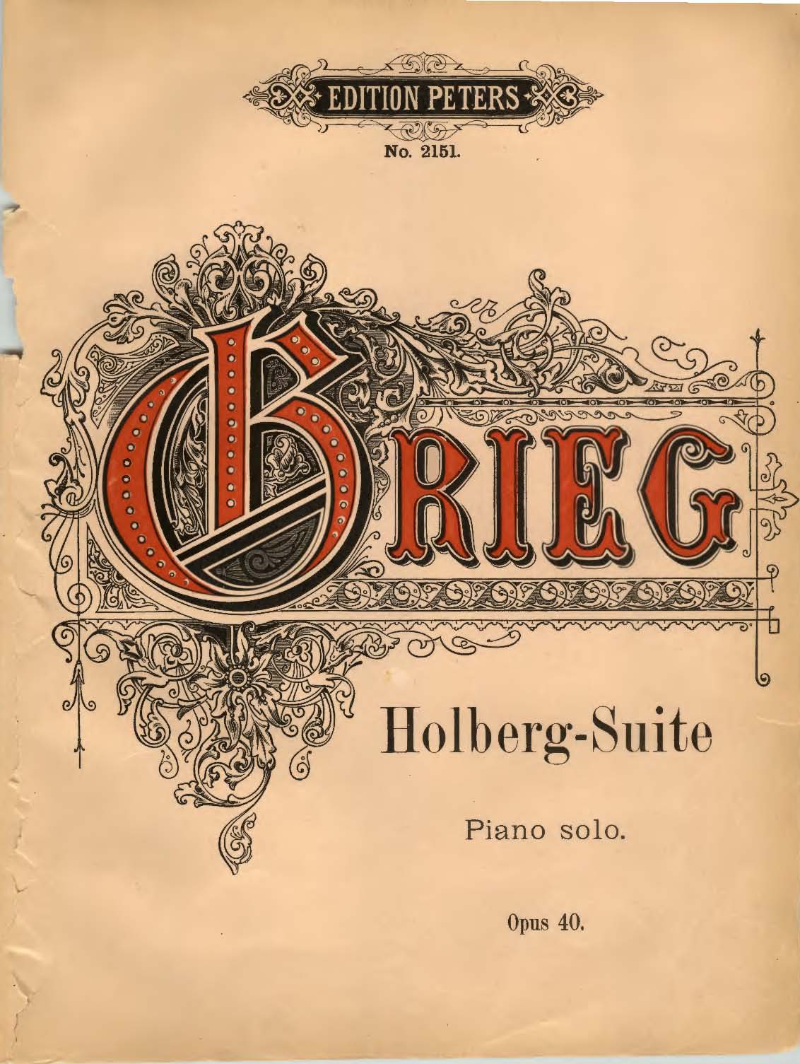 Peters edition of Grieg's From Holberg's Time